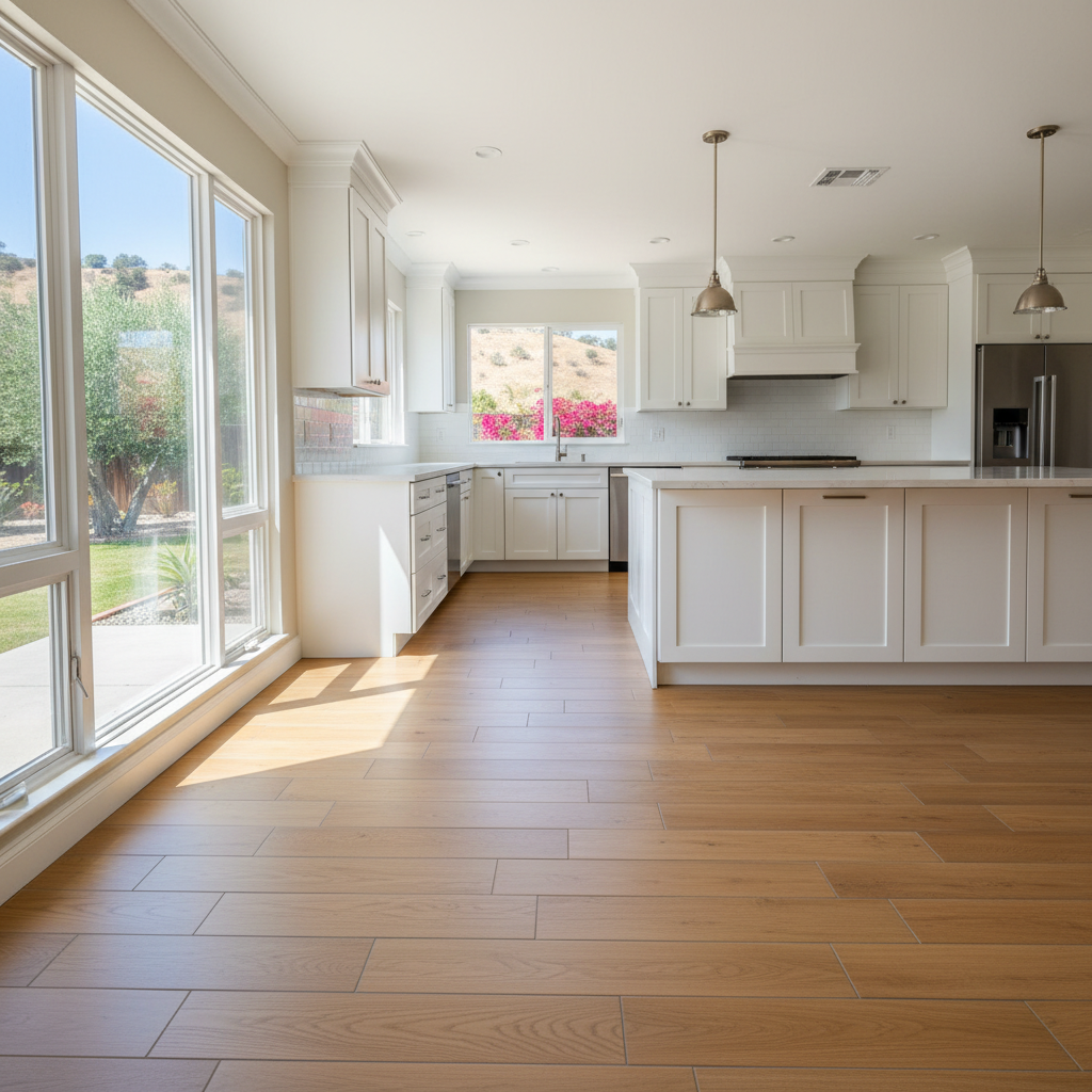 Completed kitchen flooring work at a residential property in Pasadena, CA