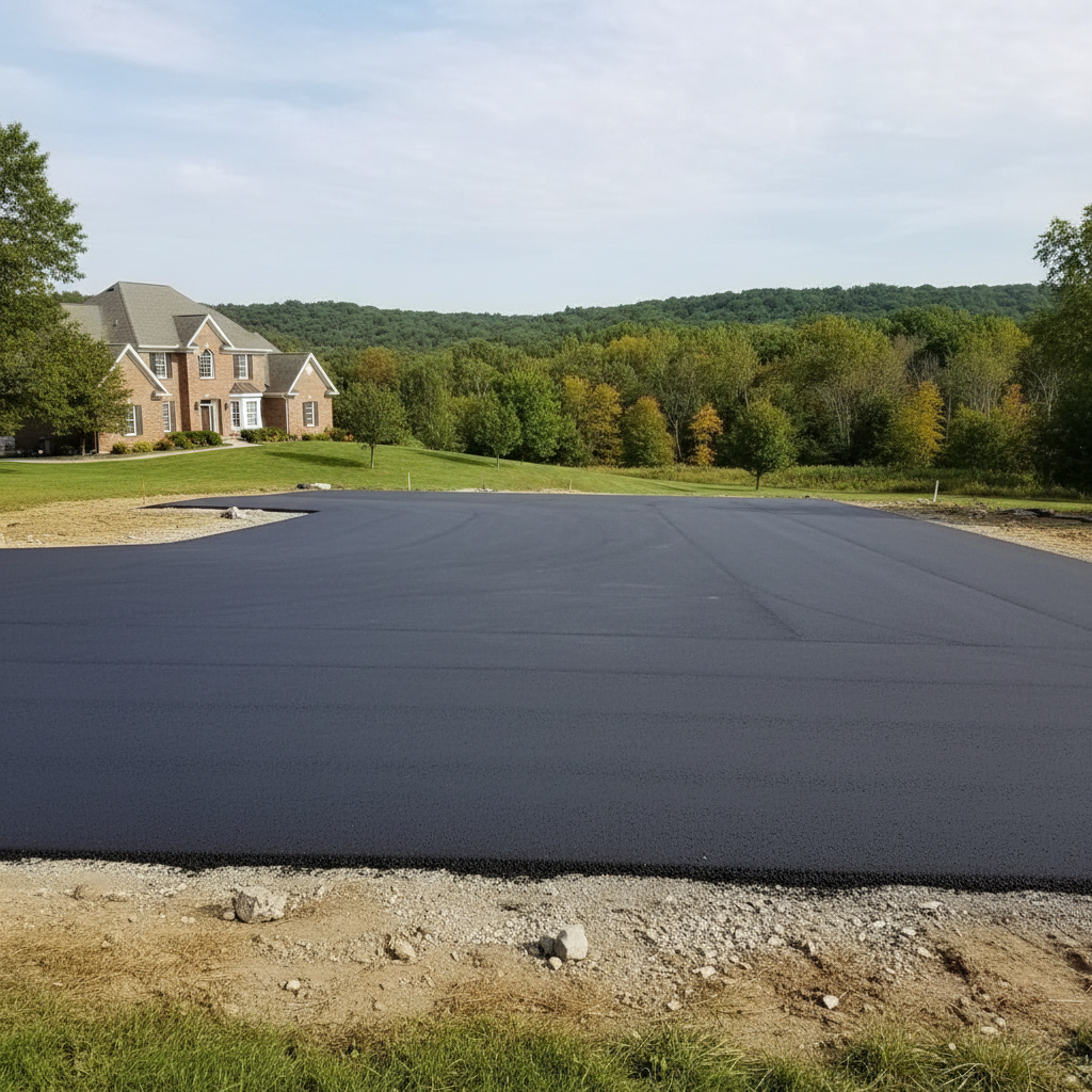 Completed parking lot paving work at a residential property in Sun Prairie, WI