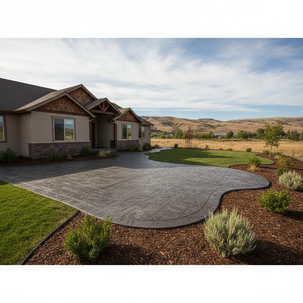 Completed stamped concrete work at a residential property in Richland, WA