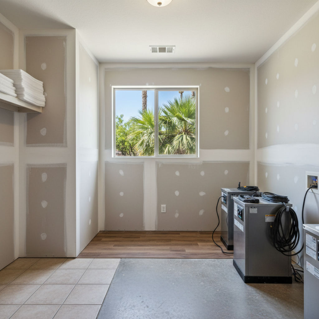 Completed water damage-related mold removal work at a residential property in Mesa, AZ