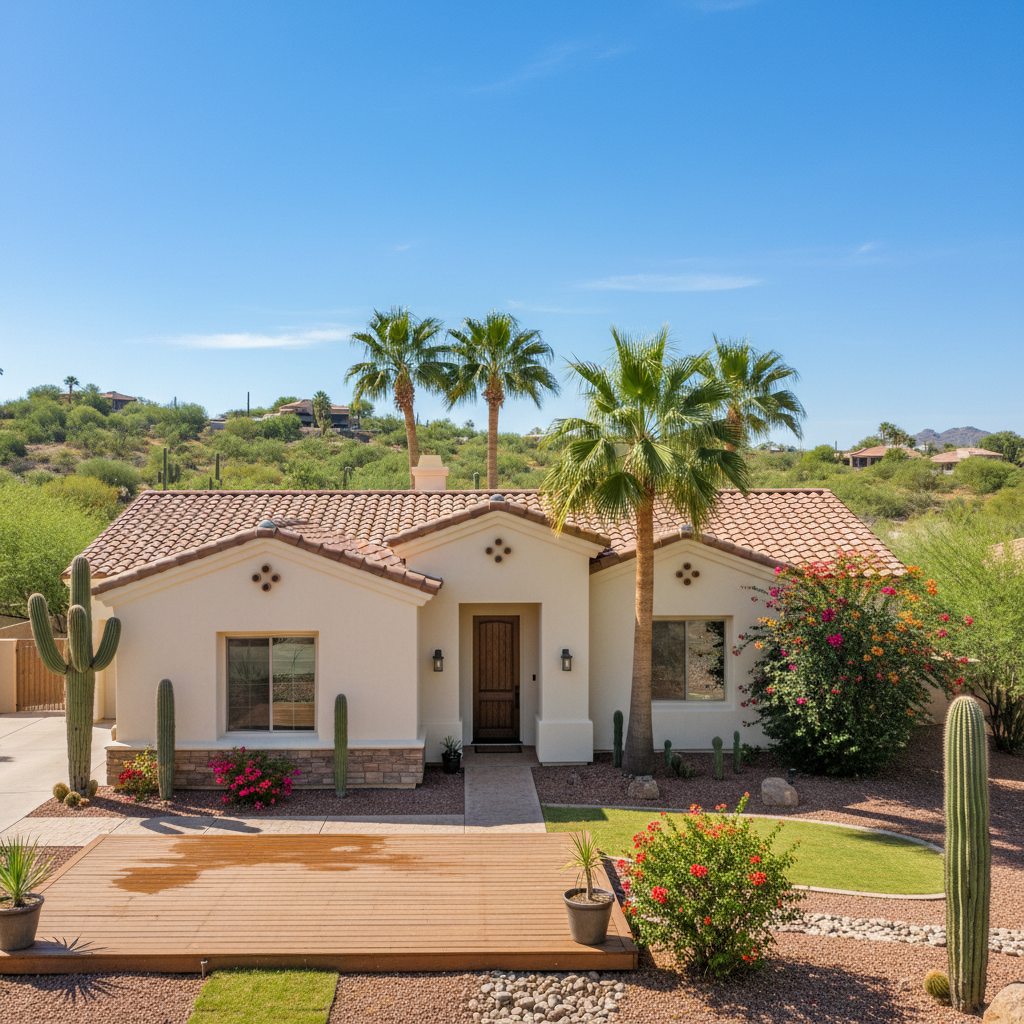 Completed water damage restoration work at a residential property in Paradise Valley, AZ