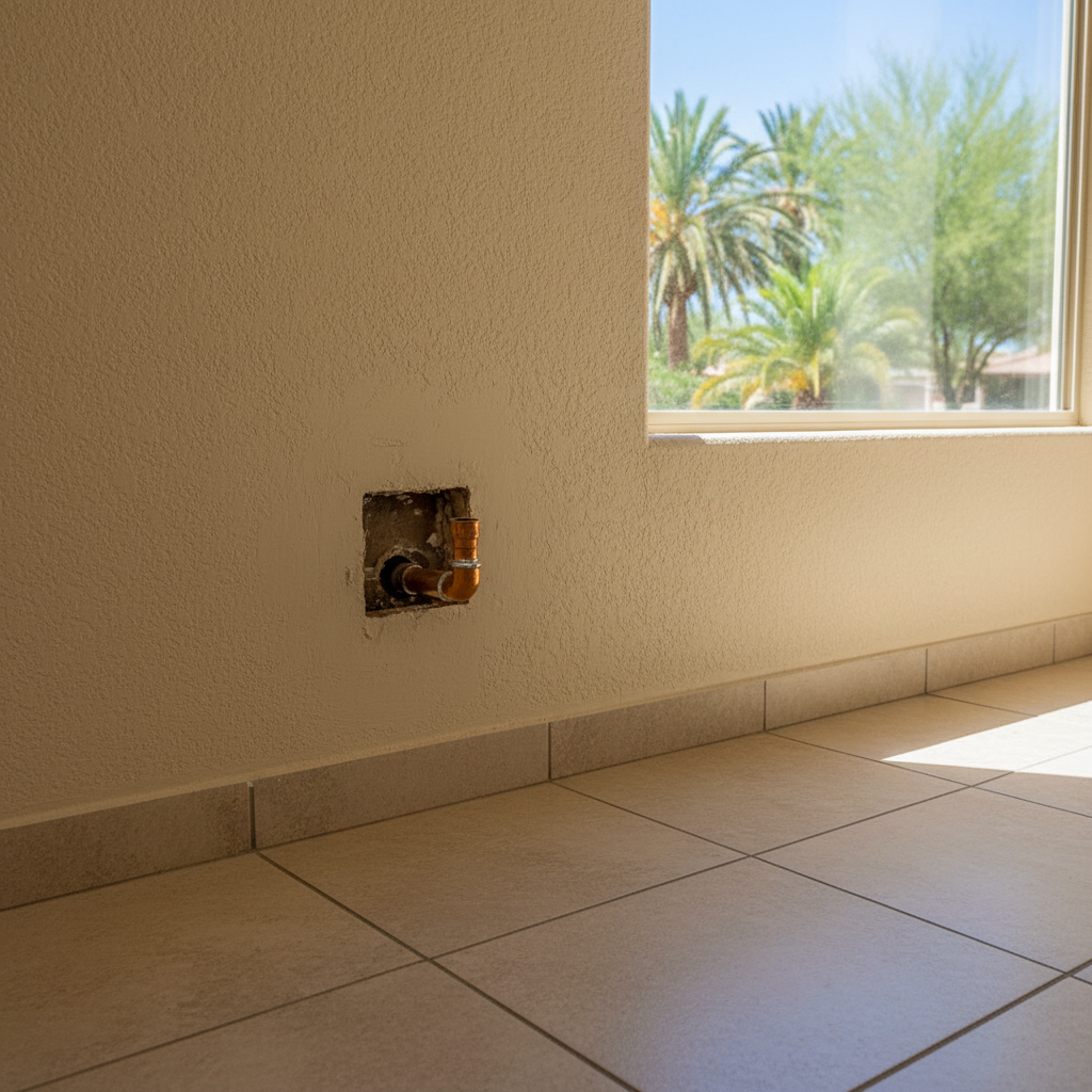 Completed burst pipe repair and cleanup work at a residential property in Palo Verde, AZ