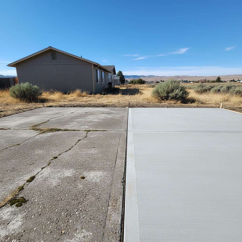 Completed concrete installation work at a residential property in Othello, WA