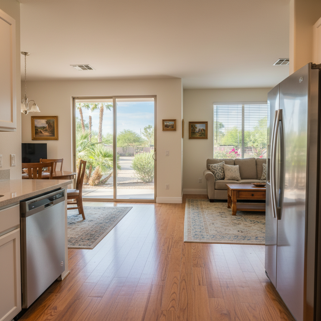 Completed appliance leak cleanup work at a residential property in Peoria, AZ