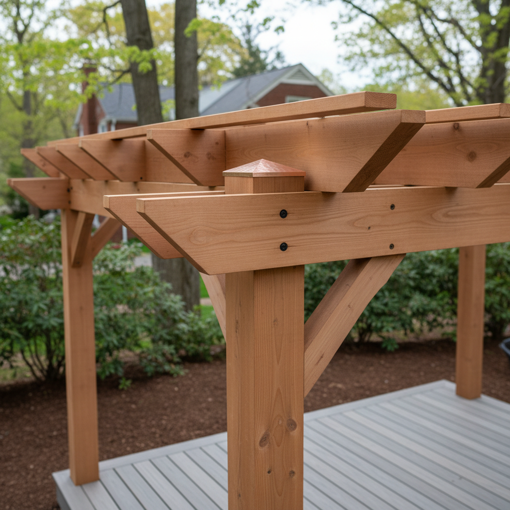 Completed pergola construction work at a residential property in Cambridge, MA
