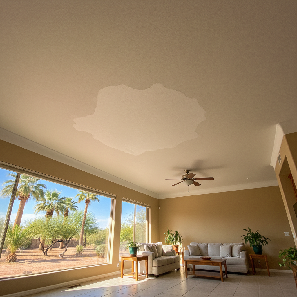 Completed ceiling water damage repair work at a residential property in Rio Verde, AZ