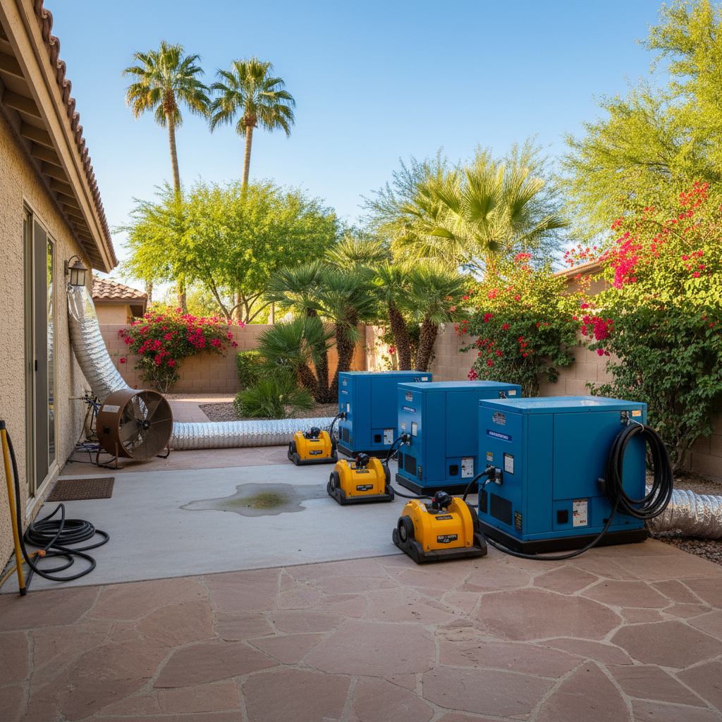 Completed dehumidification services work at a residential property in Scottsdale, AZ