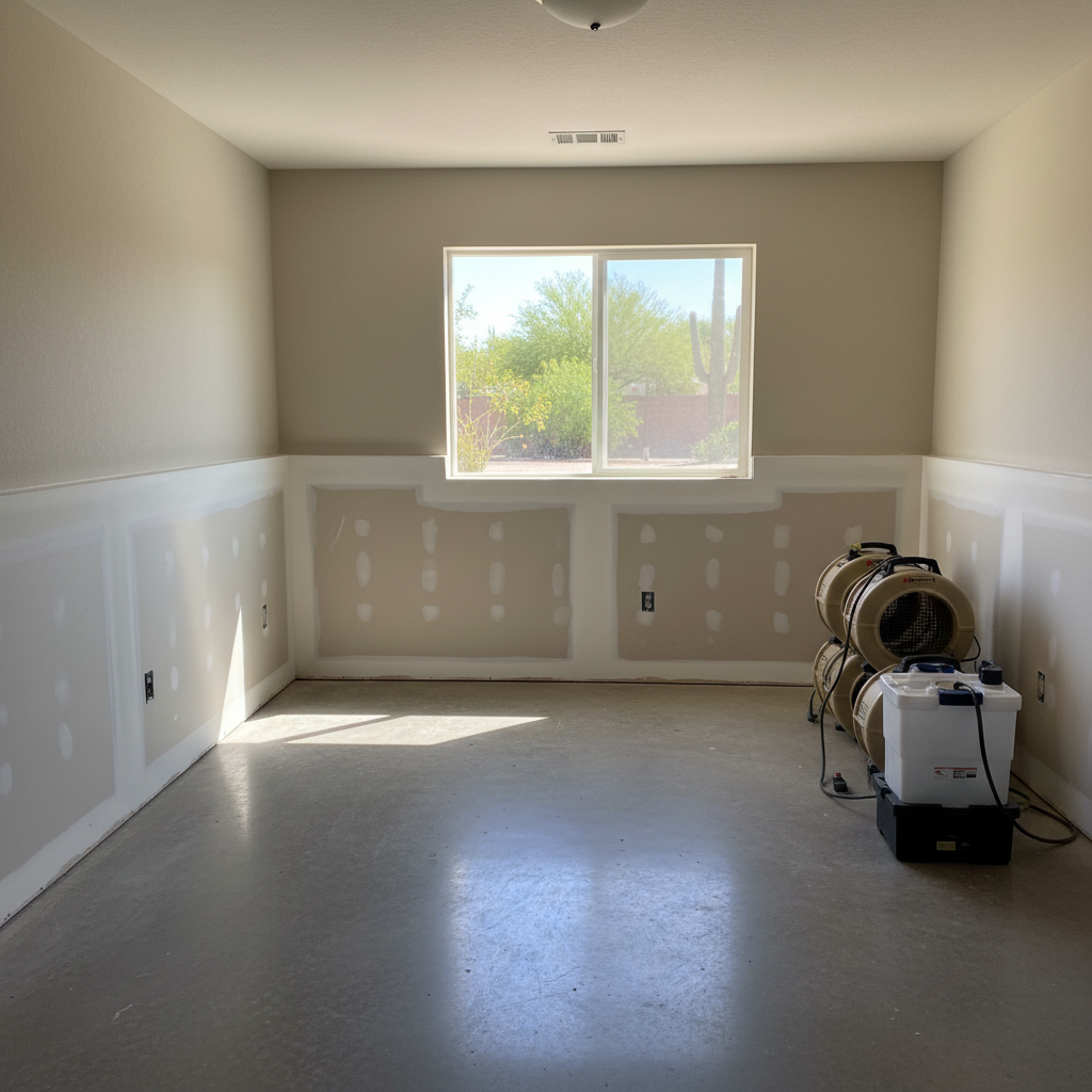 Completed basement water removal work at a residential property in Waddell, AZ