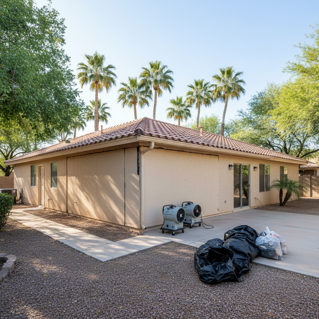 Completed water damage-related mold removal work at a residential property in Fort Mcdowell, AZ