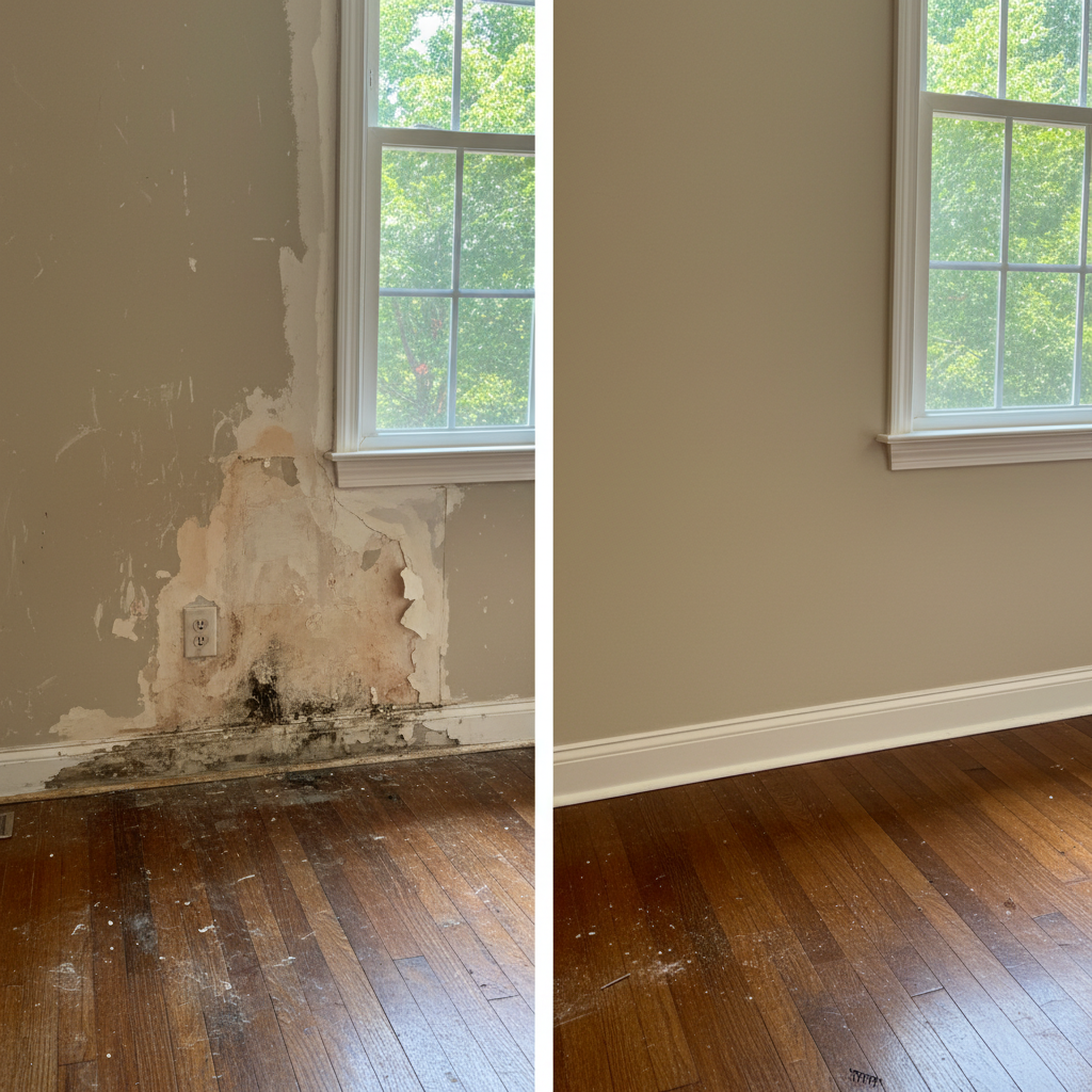 Completed water damage repair work at a residential property in Acworth, GA