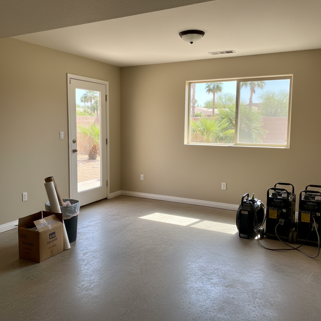Completed basement water removal work at a residential property in Fountain Hills, AZ