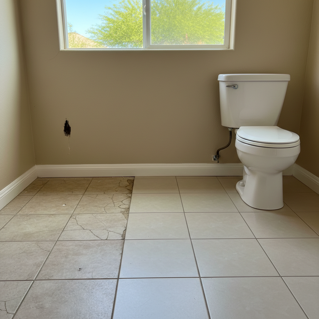 Completed toilet overflow cleanup work at a residential property in Gilbert, AZ