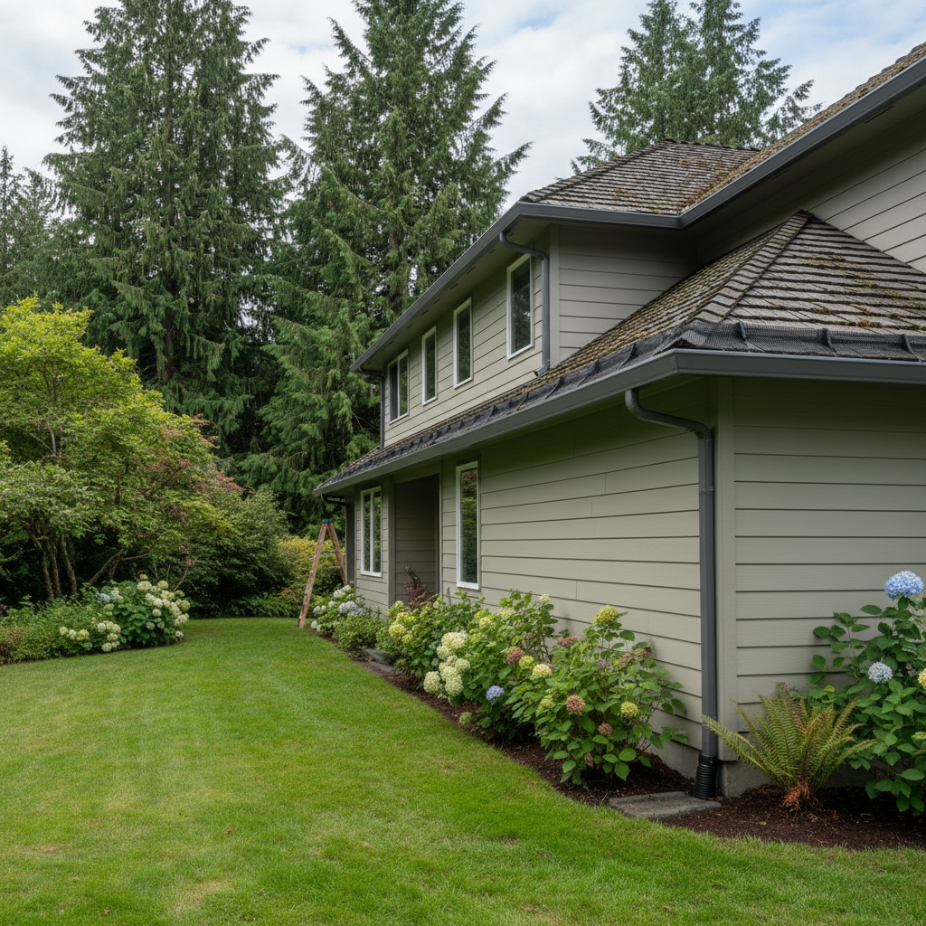 Completed gutter cleaning work at a residential property in Kirkland, WA