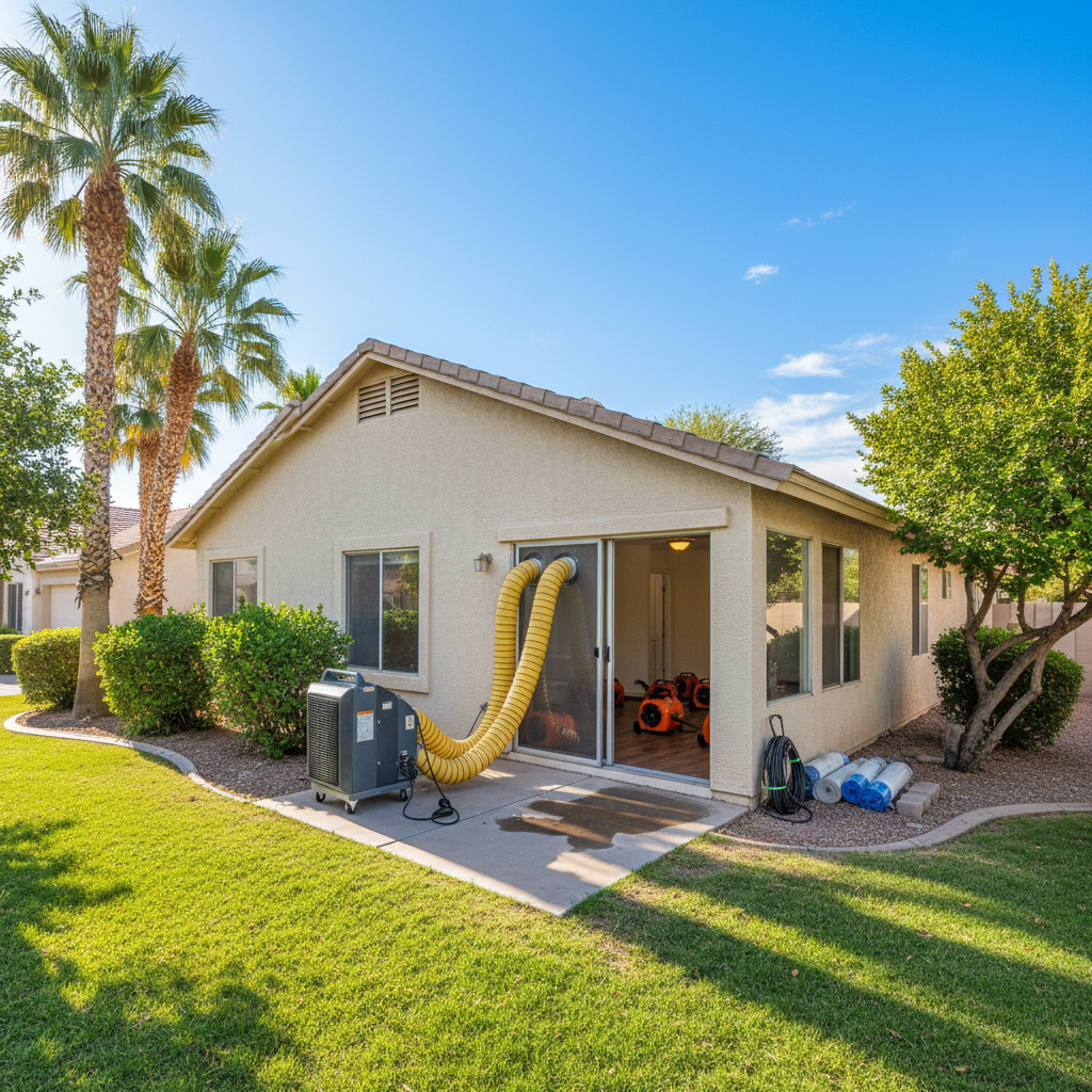 Completed dehumidification services work at a residential property in Litchfield Park, AZ