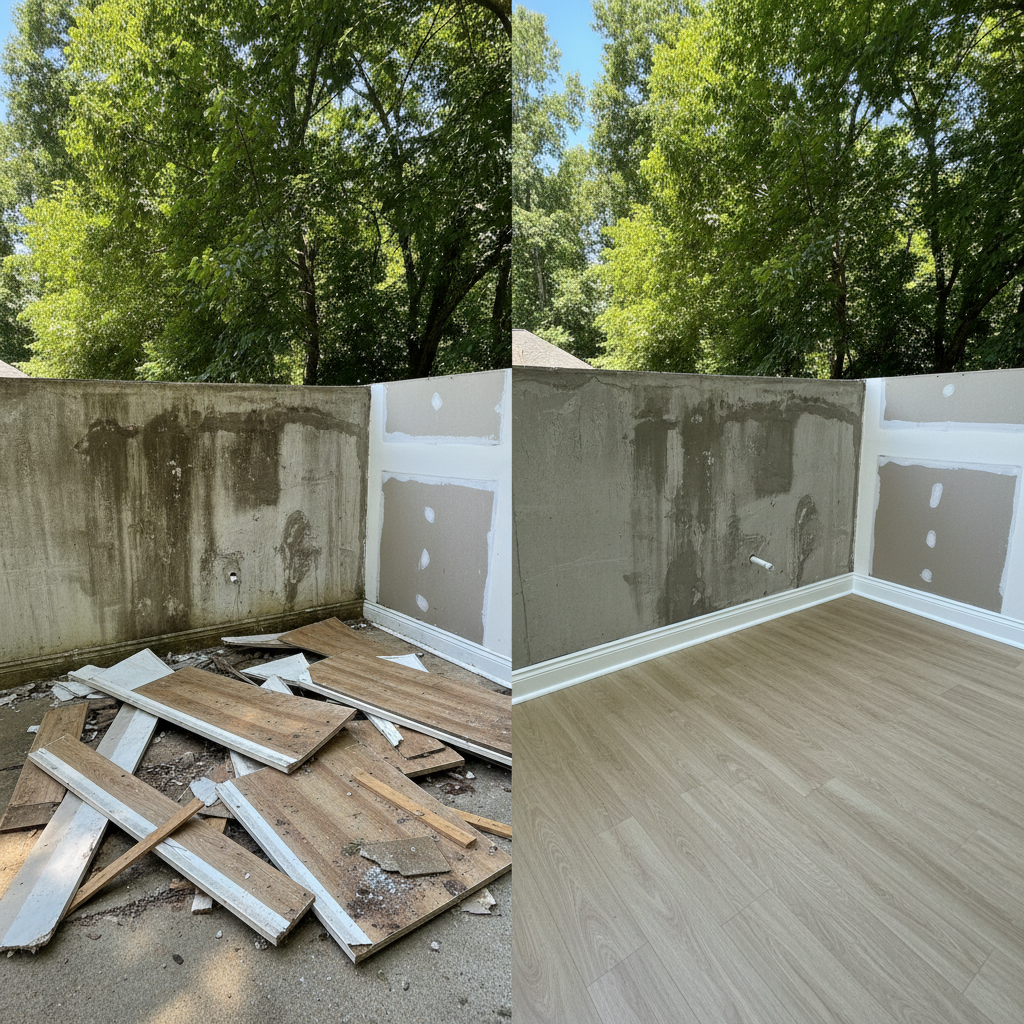 Completed burst pipe repair and cleanup work at a residential property in Lawrenceville, GA