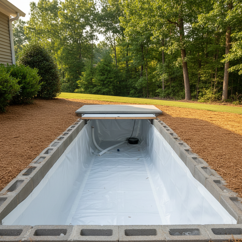 Completed crawl space water removal work at a residential property in Marietta, GA