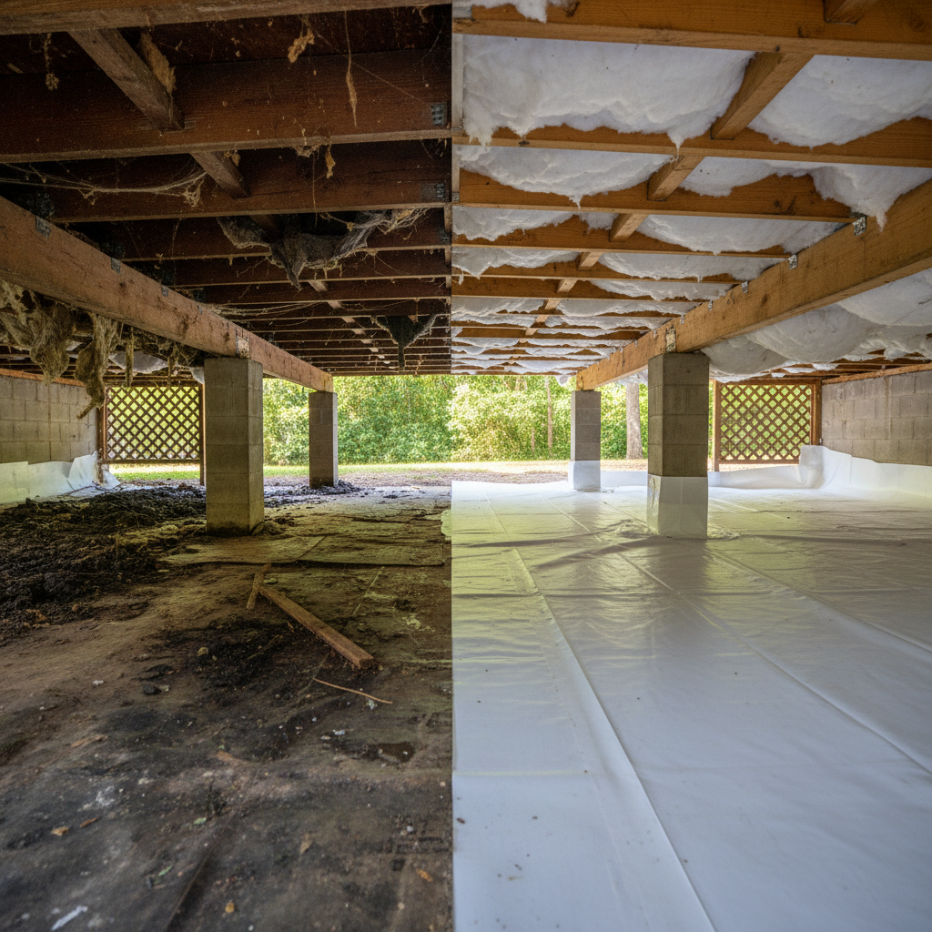 Completed crawl space water removal work at a residential property in Acworth, GA