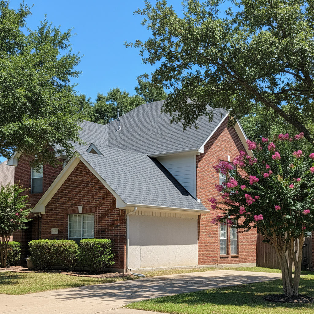 Completed roof leak water damage repair work at a residential property in Allen, TX