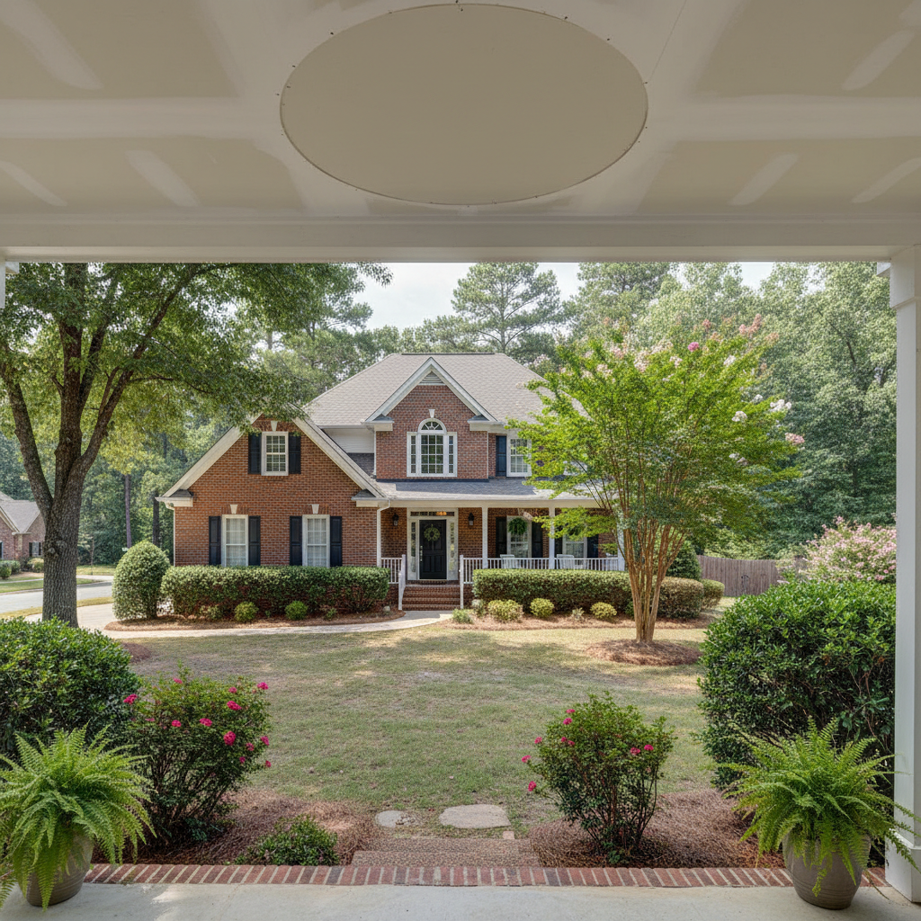 Completed ceiling water damage repair work at a residential property in Austell, GA