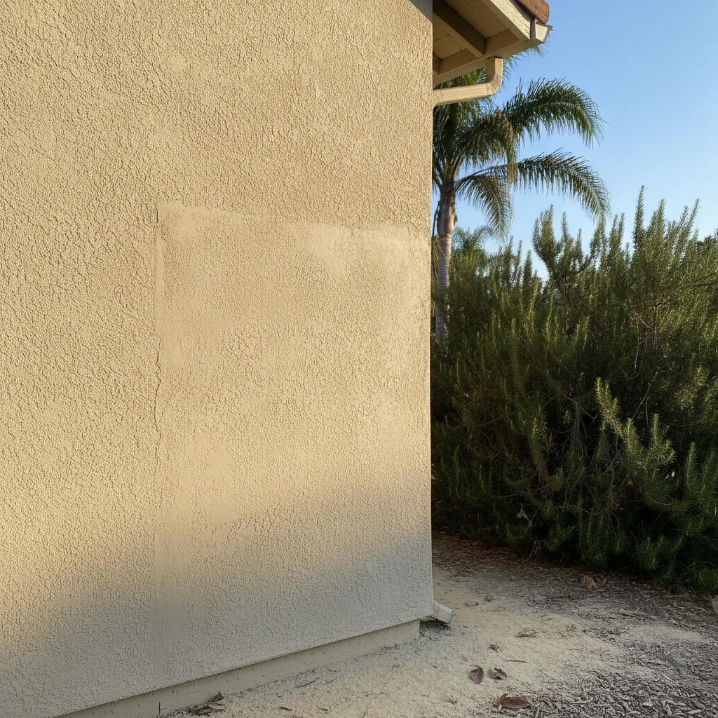 Completed stucco repair work at a residential property in Sherman Oaks, CA
