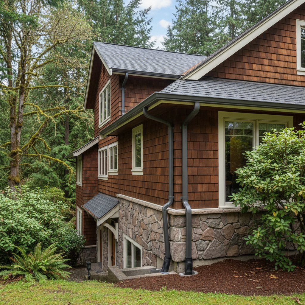 Completed gutter repair work at a residential property in Kirkland, WA
