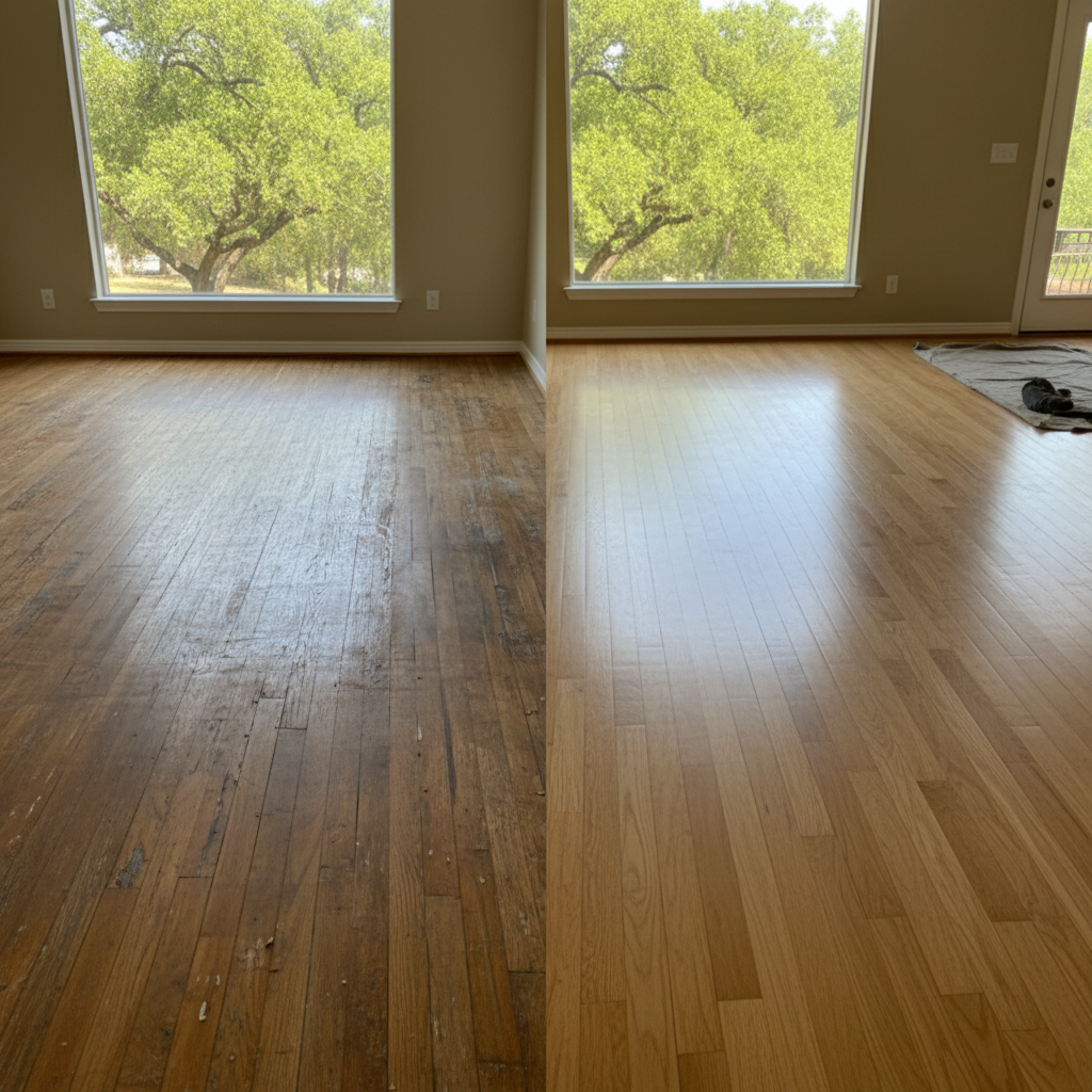 Completed water damage restoration work at a residential property in Austin, TX