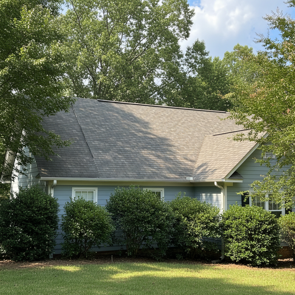 Completed roof leak water damage repair work at a residential property in Duluth, GA