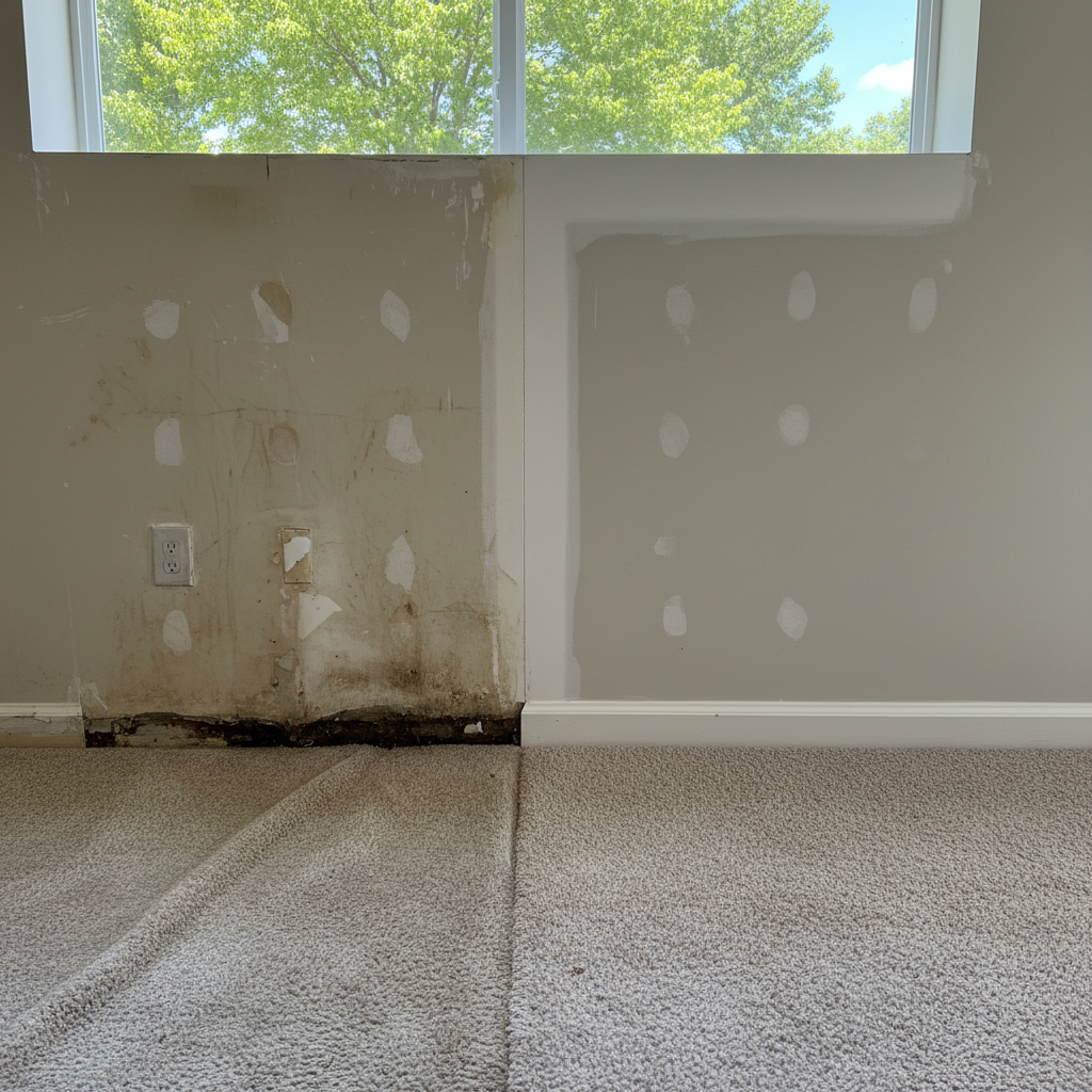 Completed water damage restoration work at a residential property in Lawrenceville, GA
