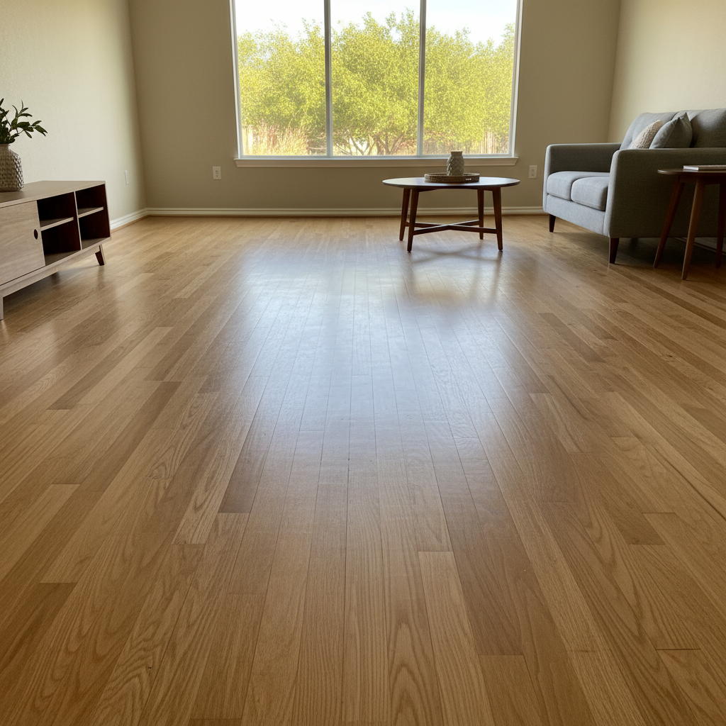 Completed hardwood floor water damage restoration work at a residential property in Cedar Hill, TX