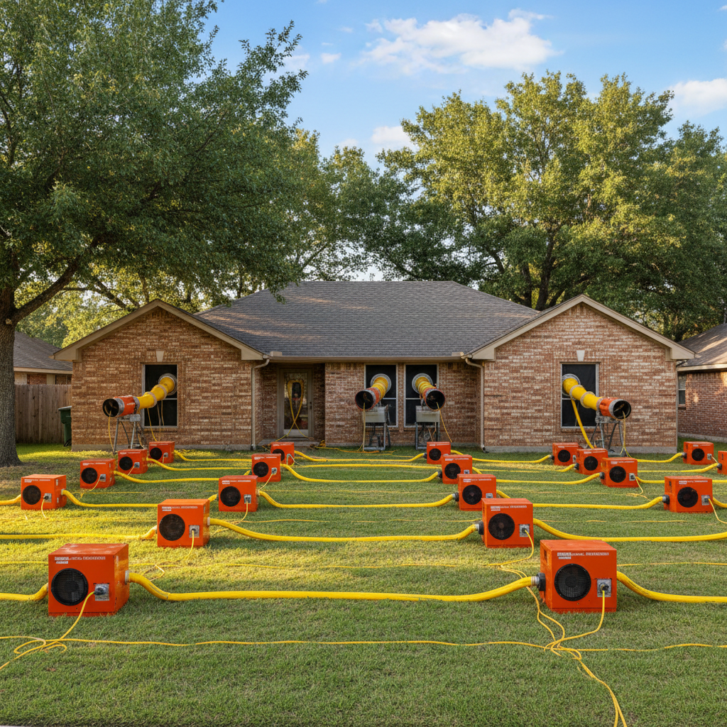 Completed dehumidification services work at a residential property in Colleyville, TX