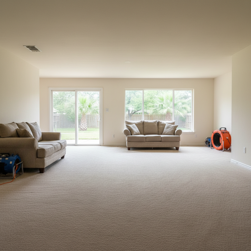 Completed water extraction services work at a residential property in Coppell, TX