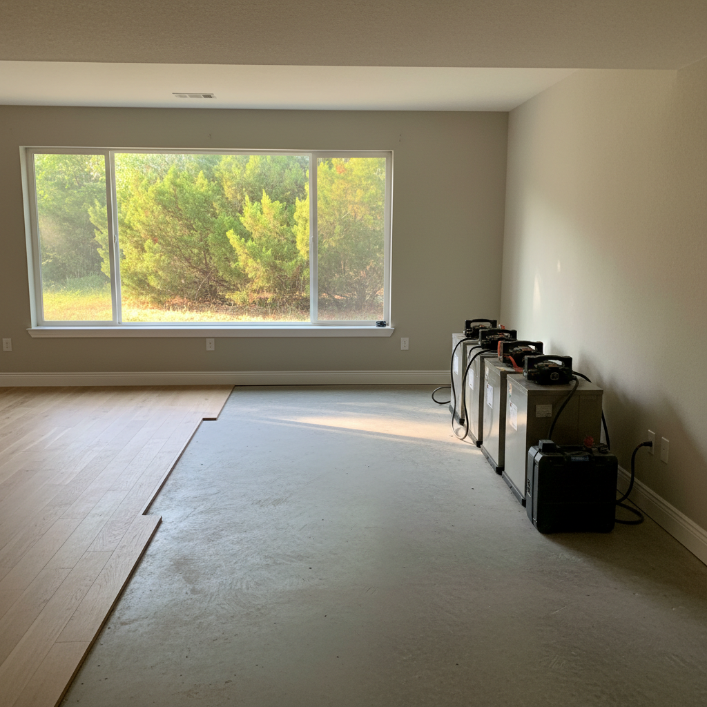 Completed basement water removal work at a residential property in Buda, TX