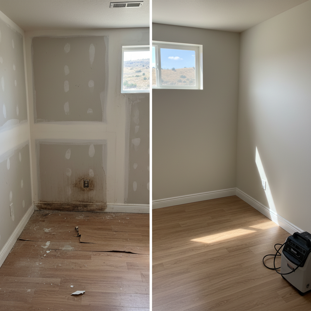 Completed water damage-related cleanup & repair work at a residential property in Boise, ID