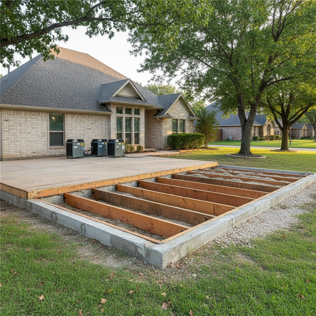Completed flood damage restoration work at a residential property in Collinsville, TX