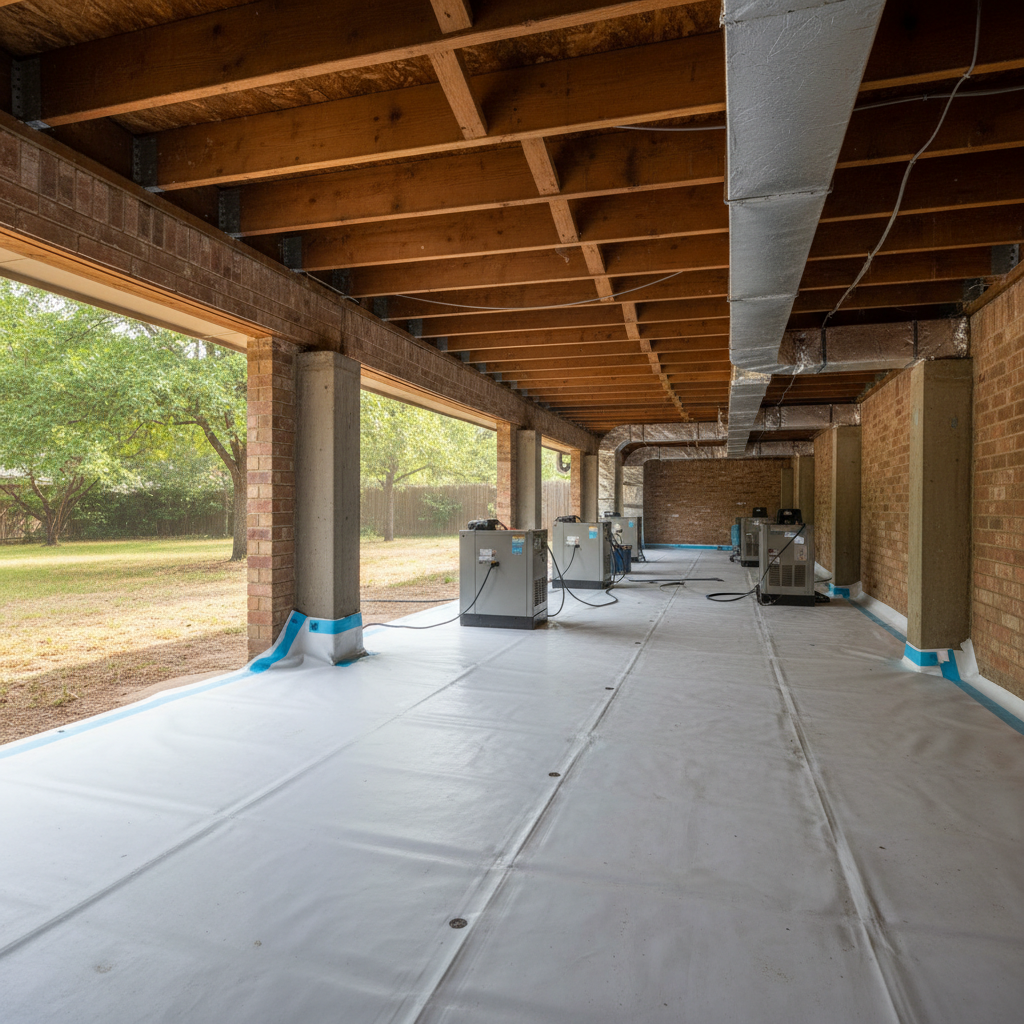 Completed crawl space water removal work at a residential property in Desoto, TX