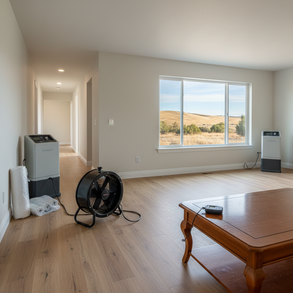 Completed toilet overflow cleanup work at a residential property in Melba, ID