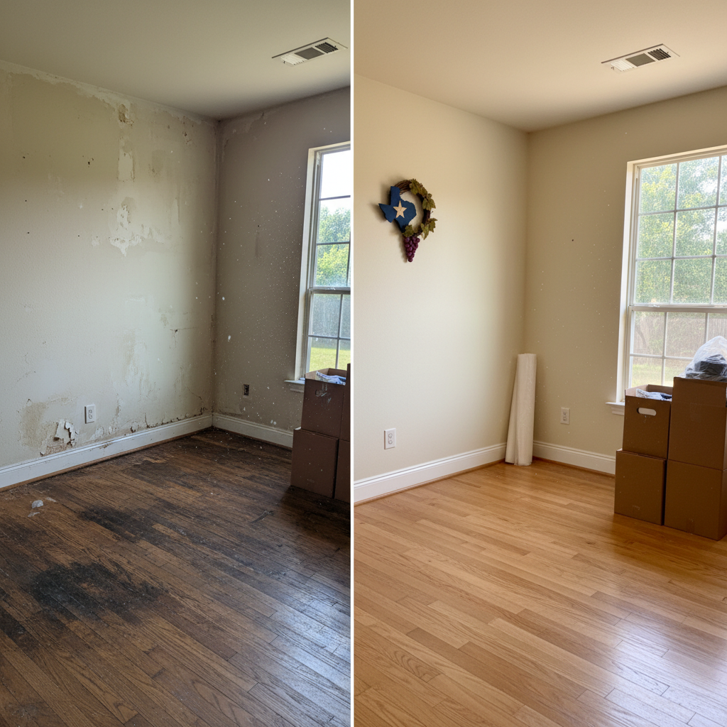 Completed content pack-out and restoration work at a residential property in Grapevine, TX
