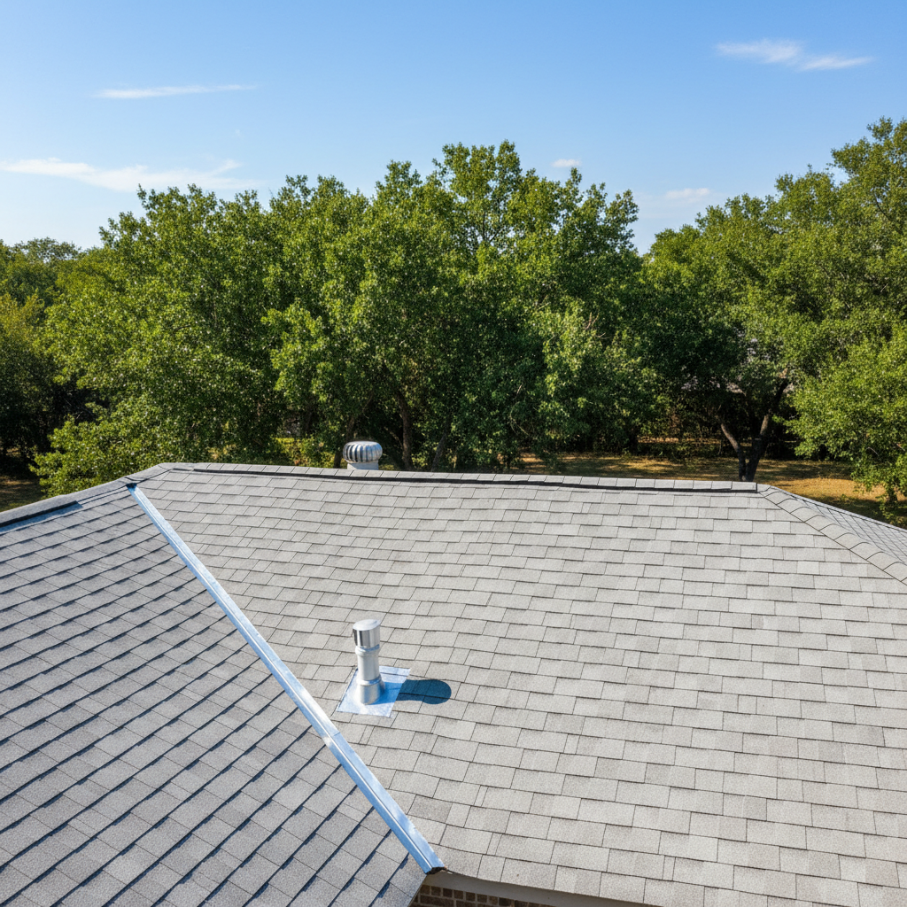 Completed roof leak water damage repair work at a residential property in Adkins, TX