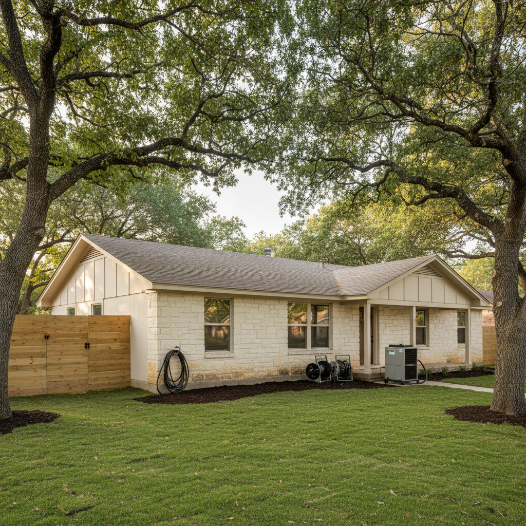 Completed emergency water cleanup work at a residential property in Austin, TX