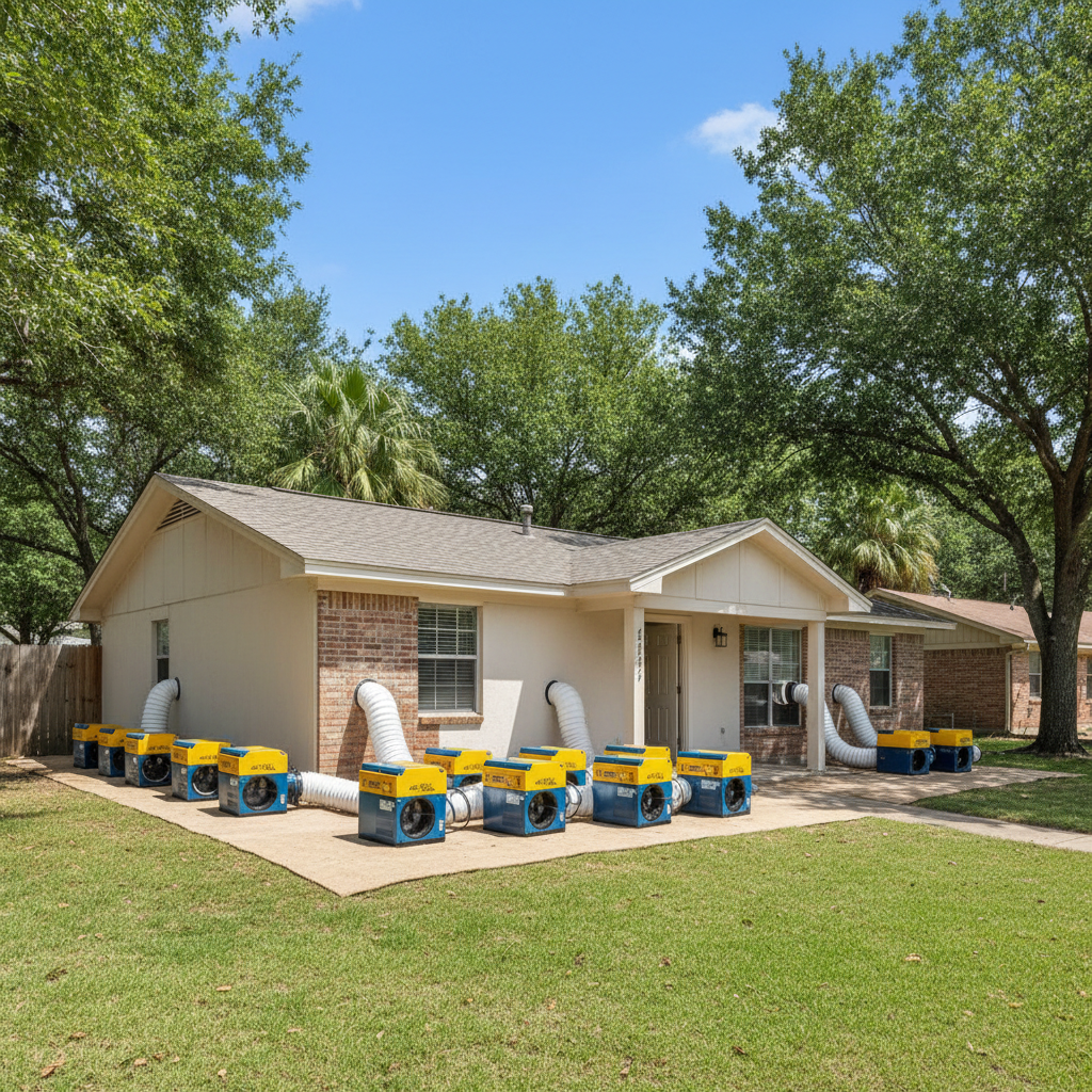 Completed structural drying work at a residential property in San Marcos, TX