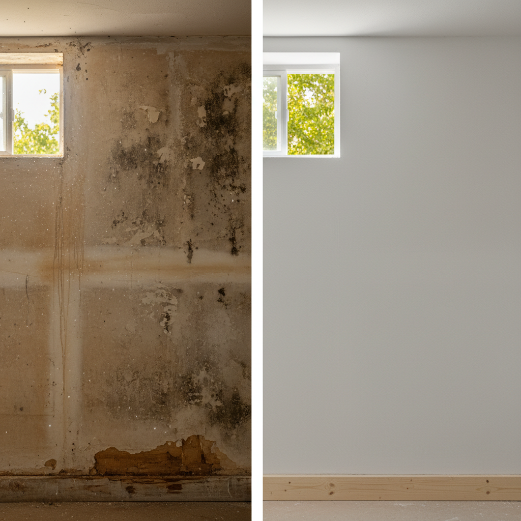 Completed water damage-related mold removal work at a residential property in Southmayd, TX