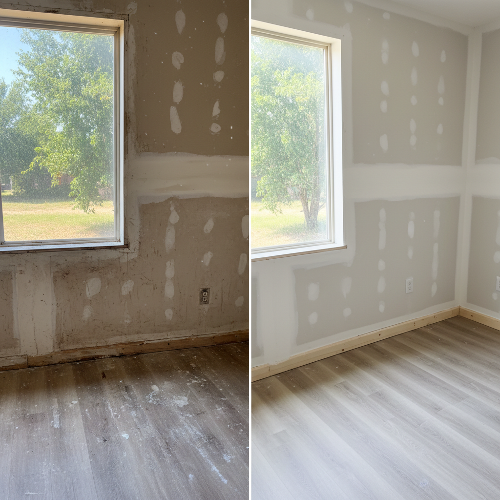 Completed flood cleanup work at a residential property in Bells, TX