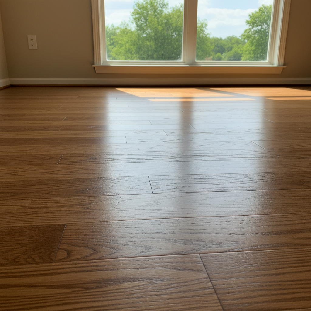 Completed hardwood floor water damage restoration work at a residential property in Whitewright, TX