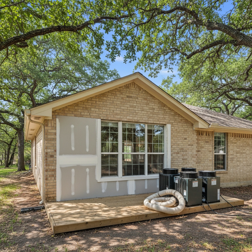 Completed water damage-related cleanup & repair work at a residential property in Wimberley, TX