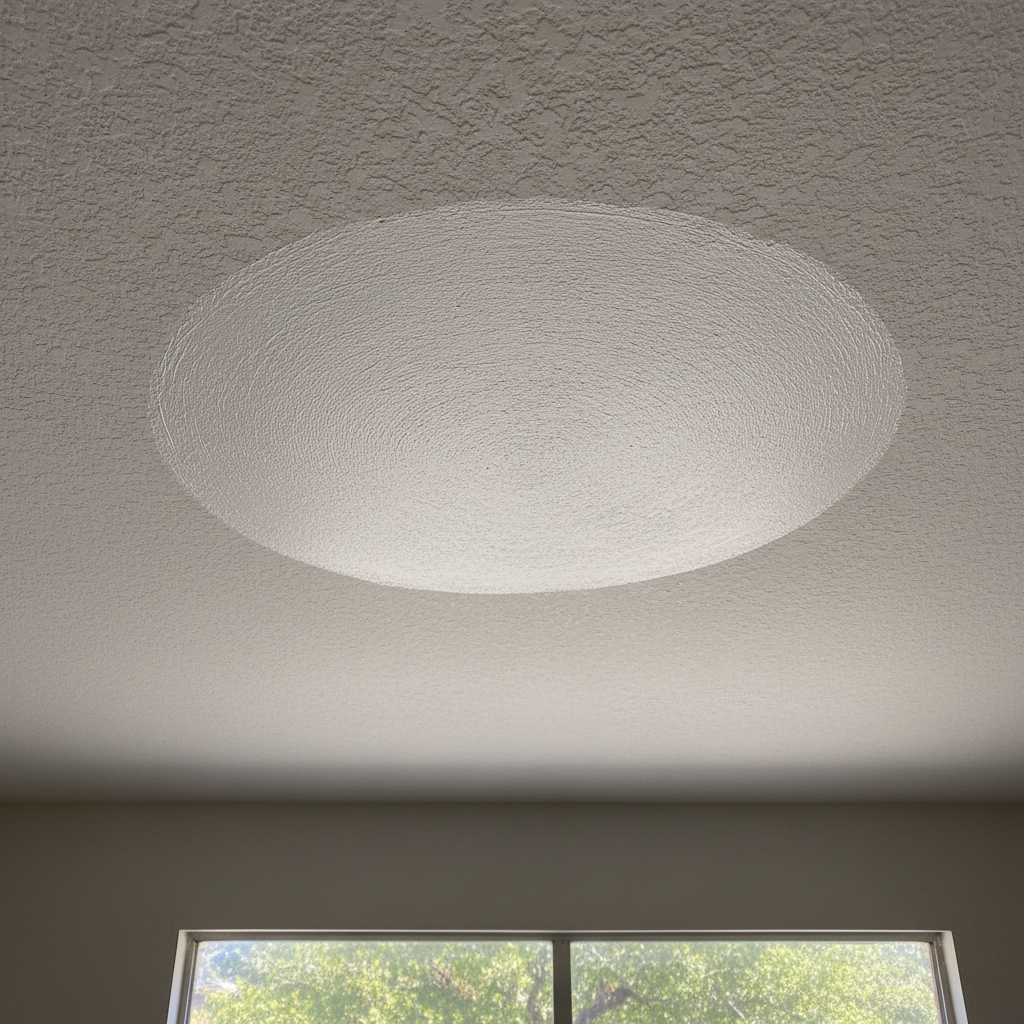 Completed ceiling water damage repair work at a residential property in Desoto, TX
