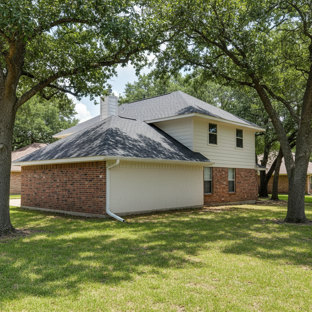 Completed roof leak water damage repair work at a residential property in Haltom City, TX