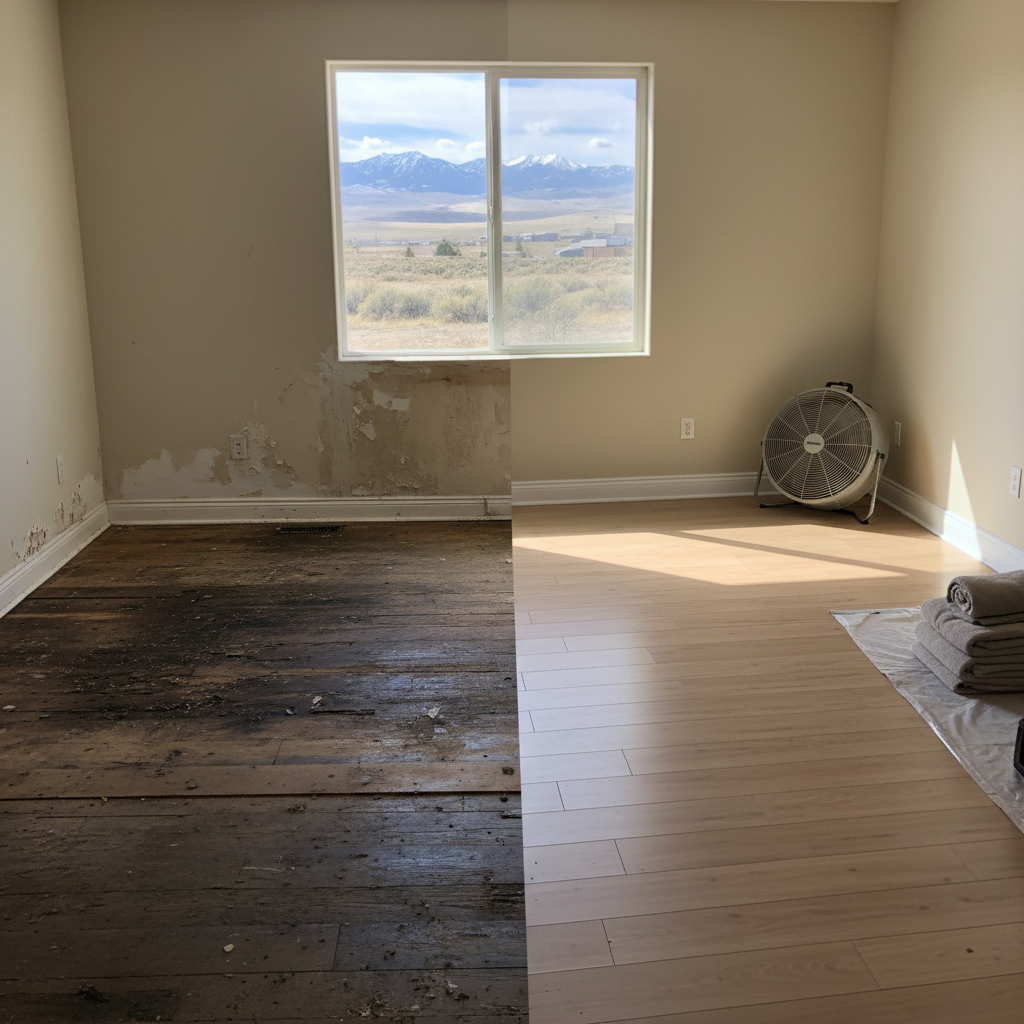 Completed water damage cleanup work at a residential property in Lehi, UT