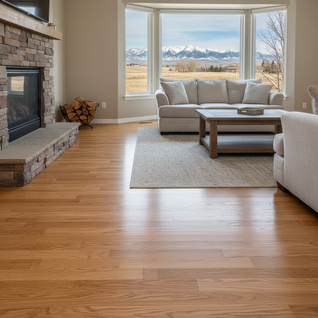 Completed hardwood floor water damage restoration work at a residential property in Lehi, UT