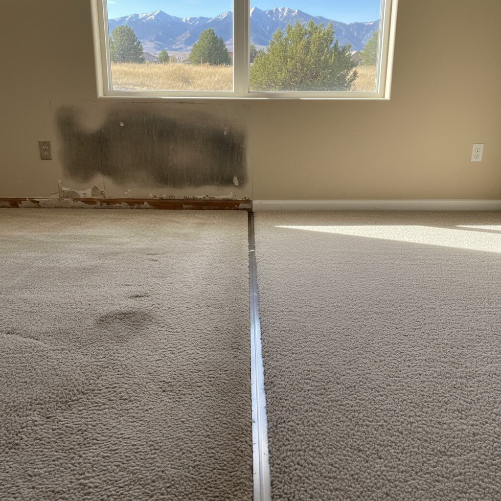 Completed carpet water damage restoration work at a residential property in Lindon, UT