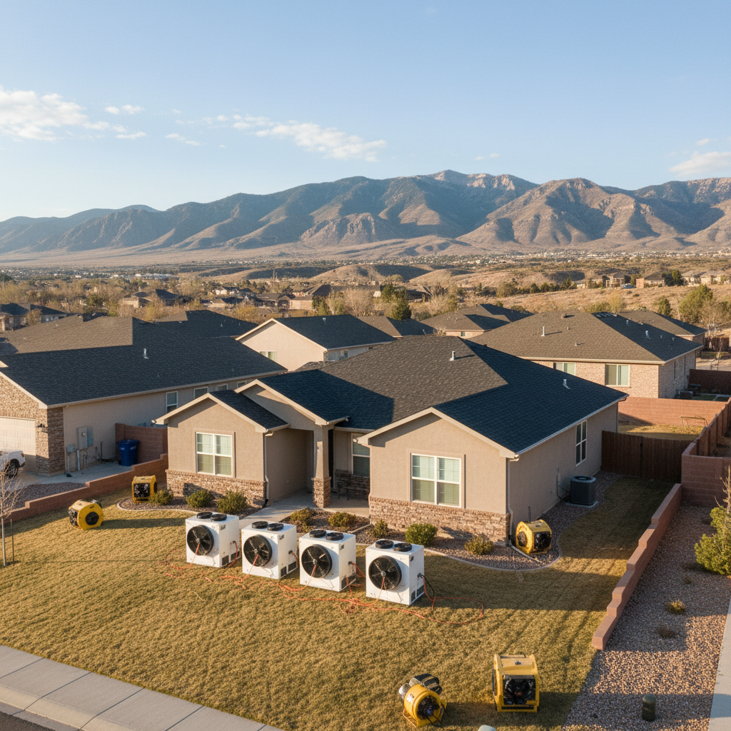 Completed dehumidification services work at a residential property in Magna, UT